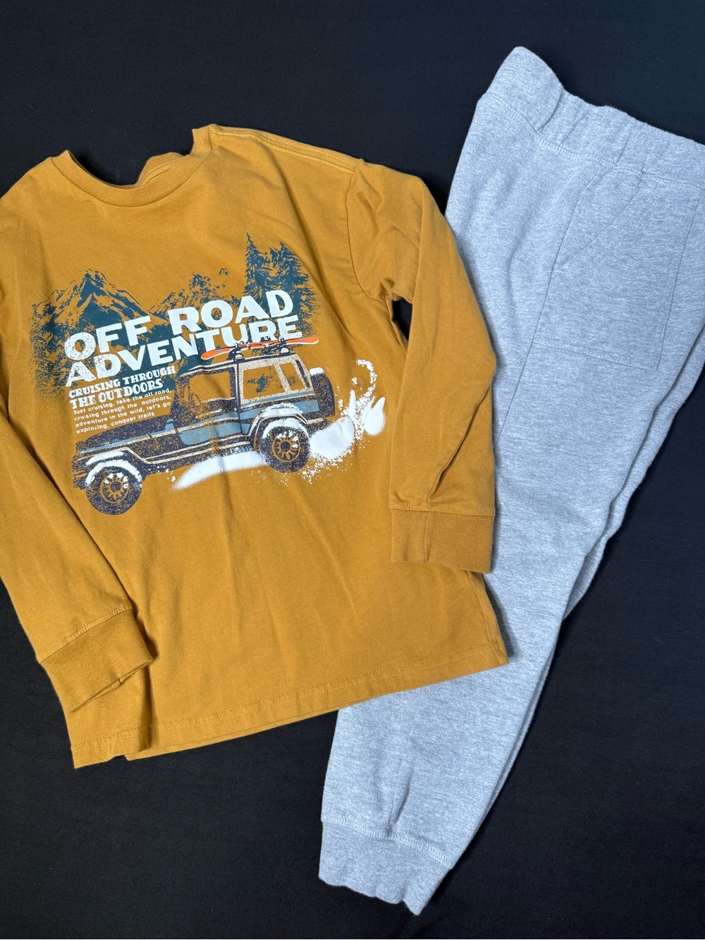 Telluride kids Off-Road Adventure Set - Mustard Yellow & Heather Gray size 7/8